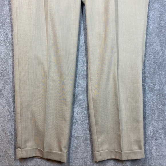 Lauren Ralph Lauren Slacks Men's 36x32 (29L) Beige Poly Rayon Pleat Front Cuffed - Picture 4 of 14
